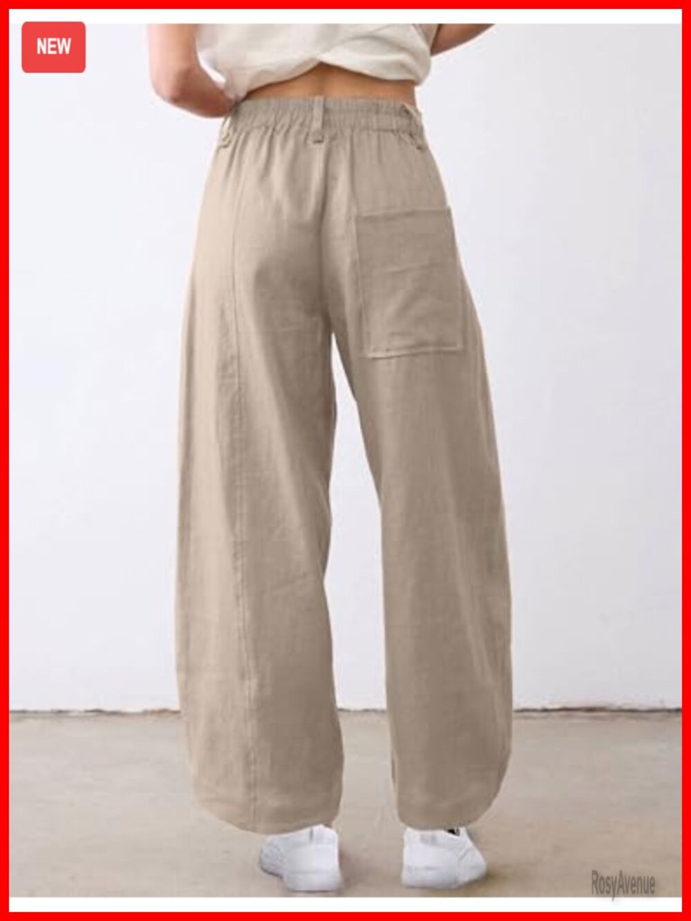 Linen Blend Capri Wide Leg Palazzo Pants Beach Casual - Picture 2 of 3